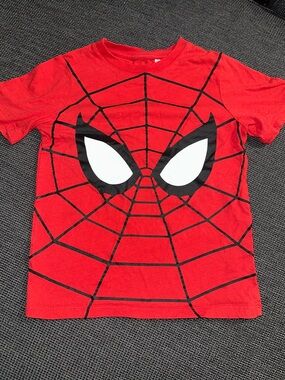 H&M Red Spider-Web Graphic Tee with Mask Eyes